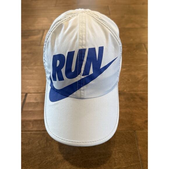 Nike Womens Blue “Run” Spellout Featherlight Dri Fit Running Strapback Hat Cap - Picture 2 of 7